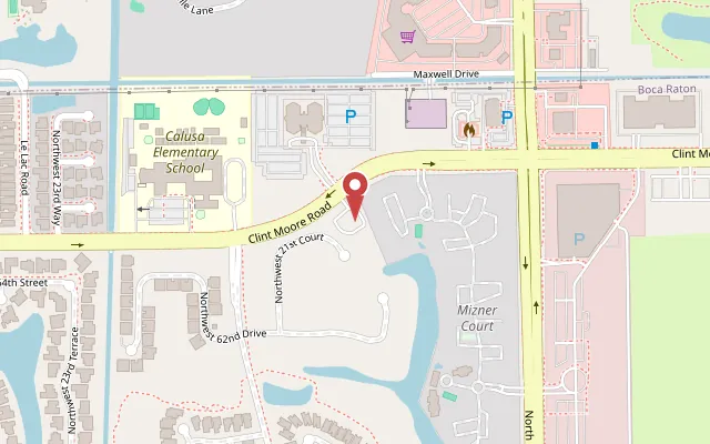 Map of Feinrose Plaza on Clint Moore Road west of Military Trail, Boca Raton, with the store marked